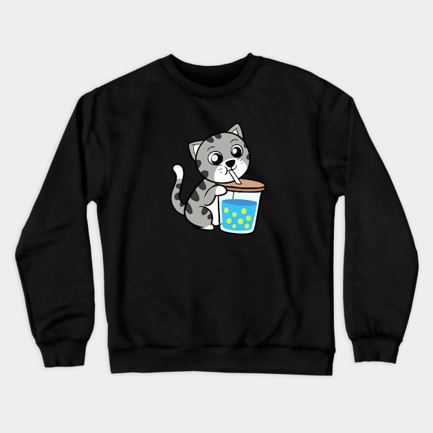 Boba Cat Crewneck Sweatshirt by WildSloths